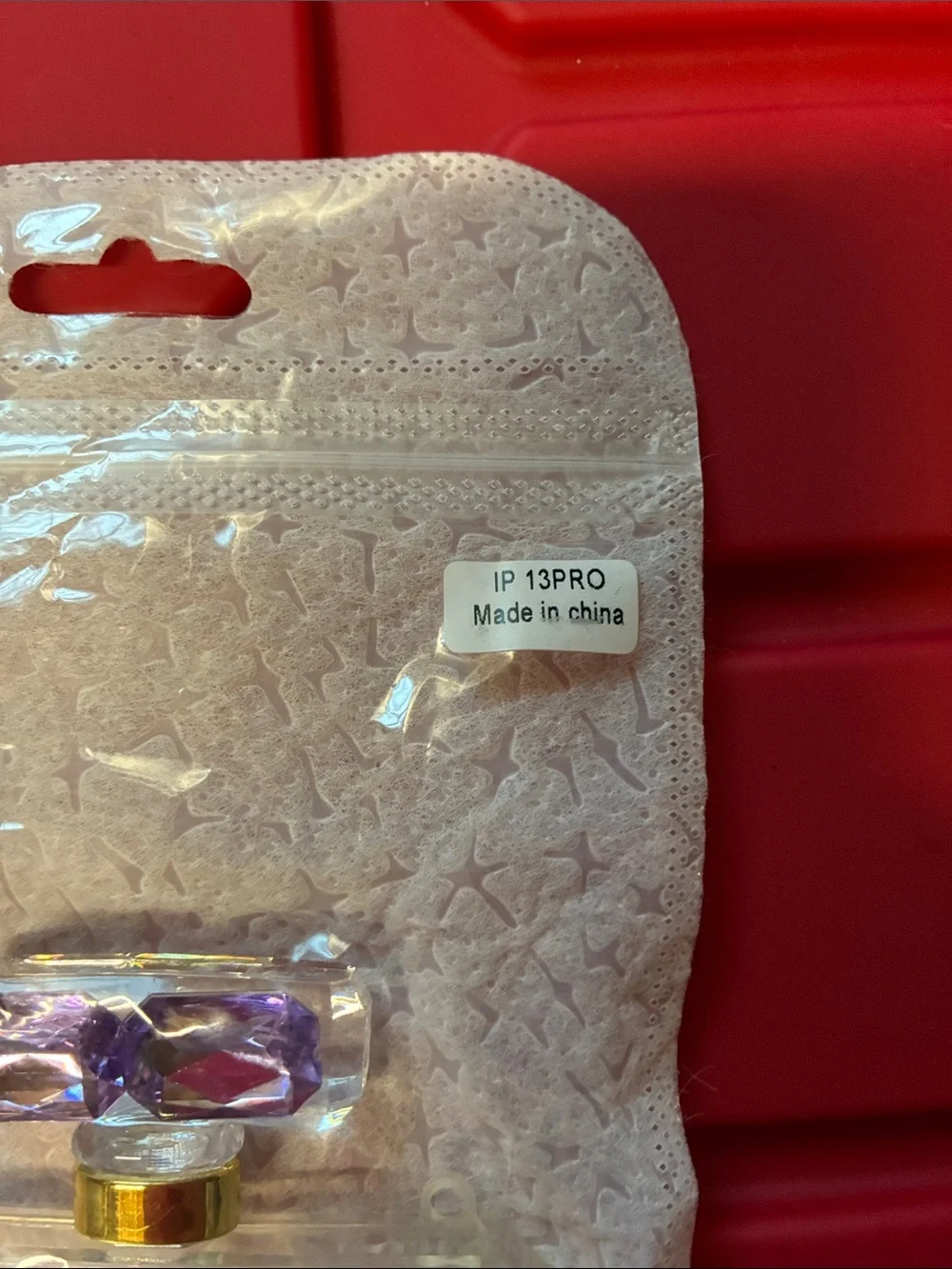 Source Unknown Purple Crystal Embellished Phone Case with Gold Accents